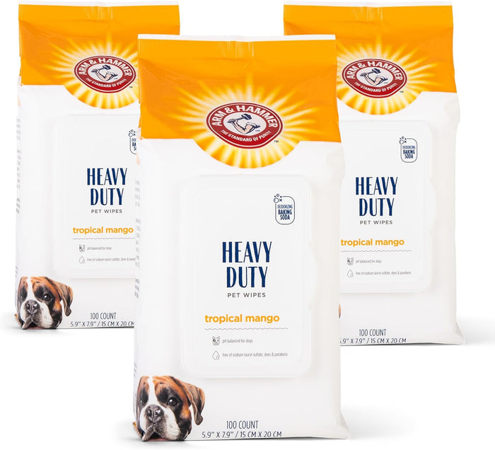 Arm & Hammer Dog Grooming Wipes - Natural Deodorizing Pet Wipe with Coconut - Travel Essential & Supplies for Dogs - Dog Whole Body & Face Cleaning - Odor Eliminator with Baking Soda Power - 100 Count