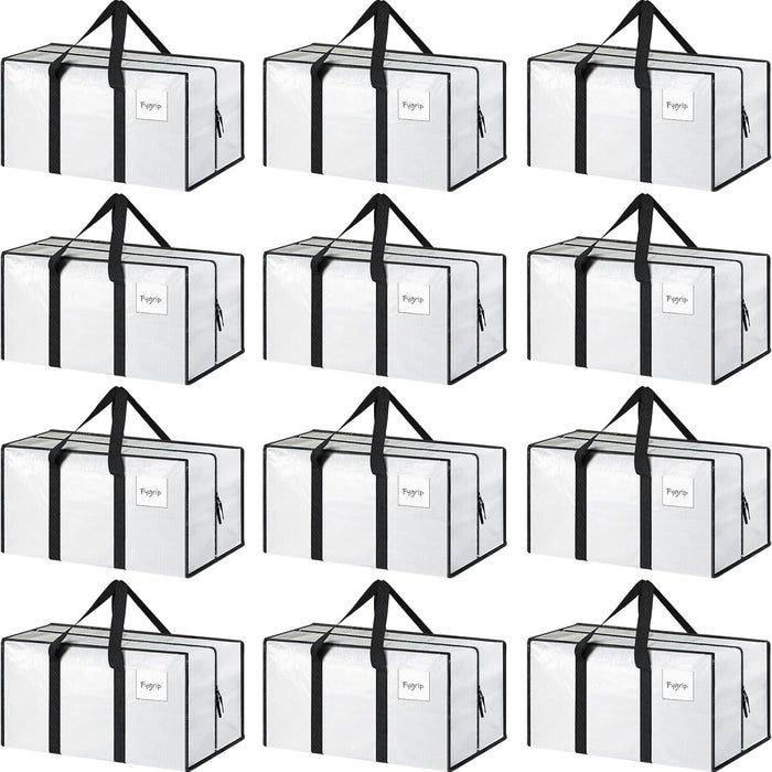 6 Pack Extra Heavy Duty Large Moving Bags with Strong Zipper & Comfortable Handles, Sturdy & Durable Clothes Storage Bags Totes Bins, Blue Packing Moving Boxes for College Supplies, Dark Blue