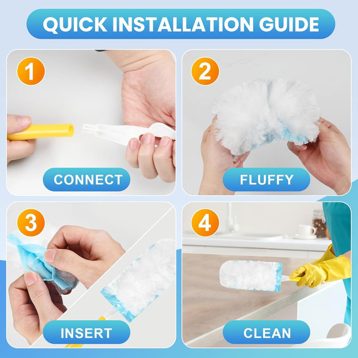 36 Pack Duster Refill for Swiffer Duster, 360°Heavy Duty Duster Refills Kit, Strong Electrostatic Adsorption Technology, Suitable for Furniture, Curtains, Offices and Other Scenes with 1 Short Handle