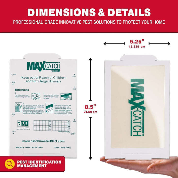Catchmaster Max-Catch Mouse & Insect Glue Trap 36pk, Mouse Traps Indoor for Home, Sticky Pest Control Adhesive Tray for Catching Bugs, Non Toxic Bulk Pre-Baited Glue Boards