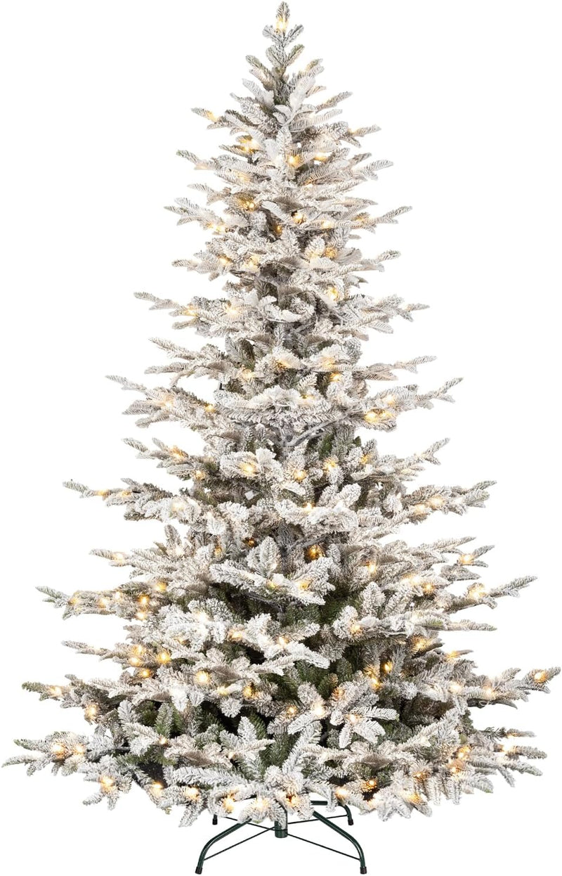 Hykolity 7.5 ft Prelit Christmas Tree, Artificial Christmas Tree with 450 Warm White LED Lights, 1173 PE&PVC Branch Tips, Metal Stand and Hinged Branches