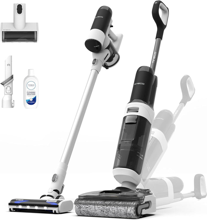 Tineco Floor ONE Stretch S6 Cordless Wet Dry Vacuum Cleaner, 180°Lay-Flat Smart Vacuum Mop, 40 Minutes Long Runtime 158℉ Flashdry Self-Cleaning, Dual-Sided Edge Cleaning Lightweight Floor Cleaner