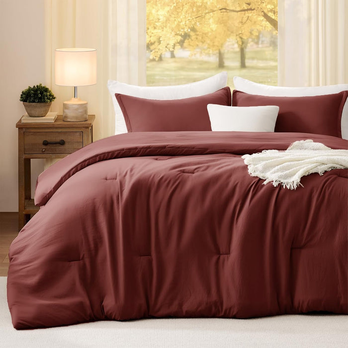 Oversized Queen Comforter Sets Taupebrown,3PCS Soft Lightweight Breathable Bedding Comforter Sets for All Season, Queen XL(98''×98'' Comforter & 2 Pillowcases)