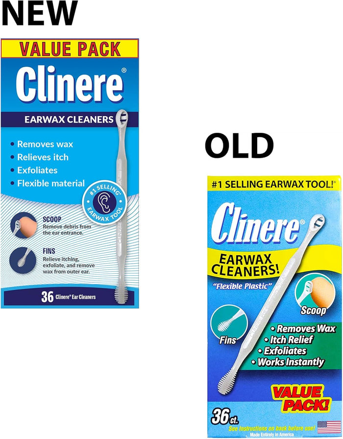 Clinere Ear Cleaners, Gentle Canal Cleaning and Ear Wax Removal Tool, Itch Relief, Exfoliates, 36 Count