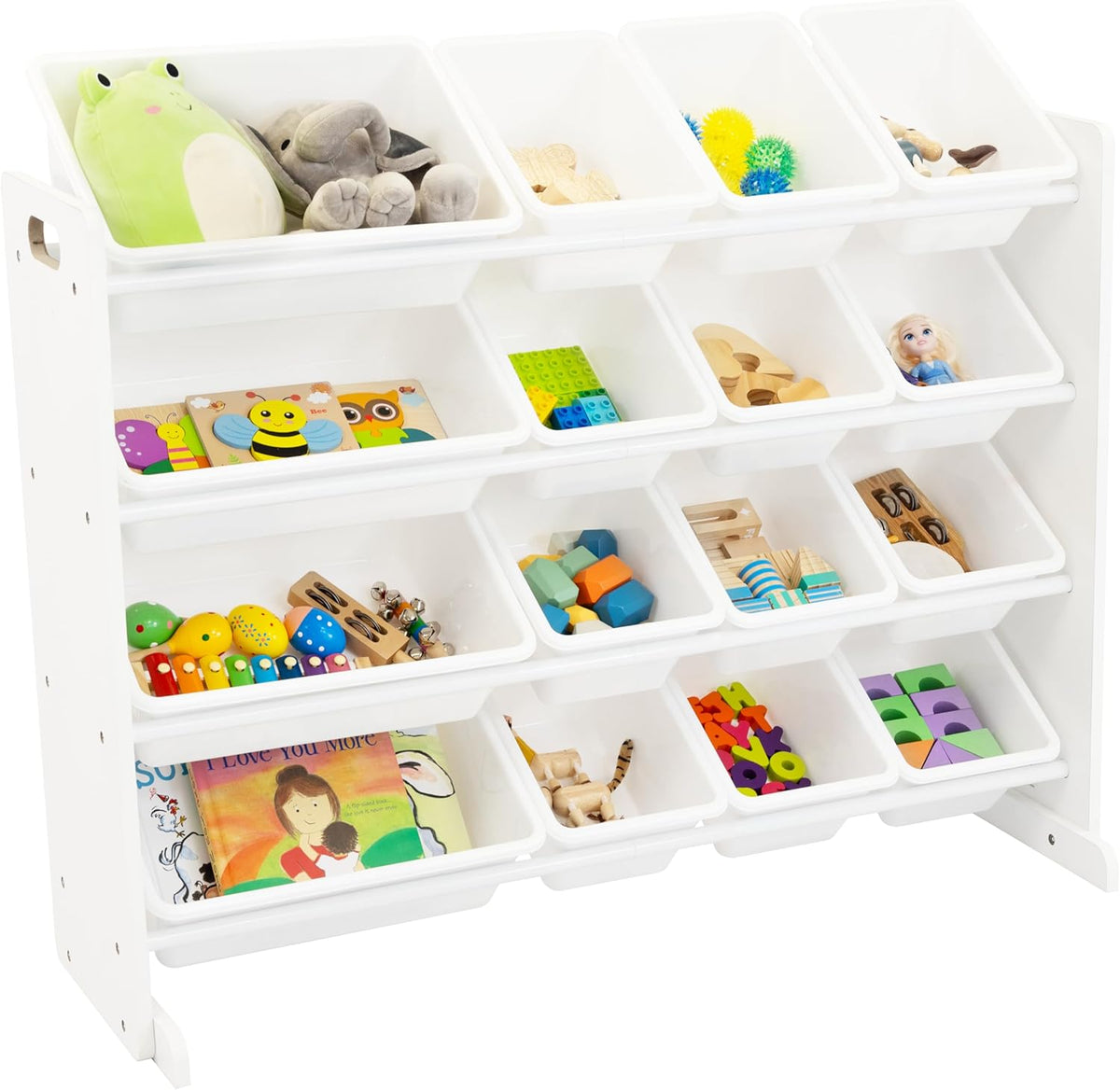 Humble Crew Supersized Toy Storage Organizer with 16 Removable Bins, Grey/White – Large Toy Storage for Toddlers Ideal for Kids' Rooms, Playrooms, and Nurseries - Modern Toy Bins for Kids