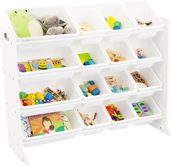 Humble Crew Supersized Toy Storage Organizer with 16 Removable Bins, Grey/White – Large Toy Storage for Toddlers Ideal for Kids' Rooms, Playrooms, and Nurseries - Modern Toy Bins for Kids