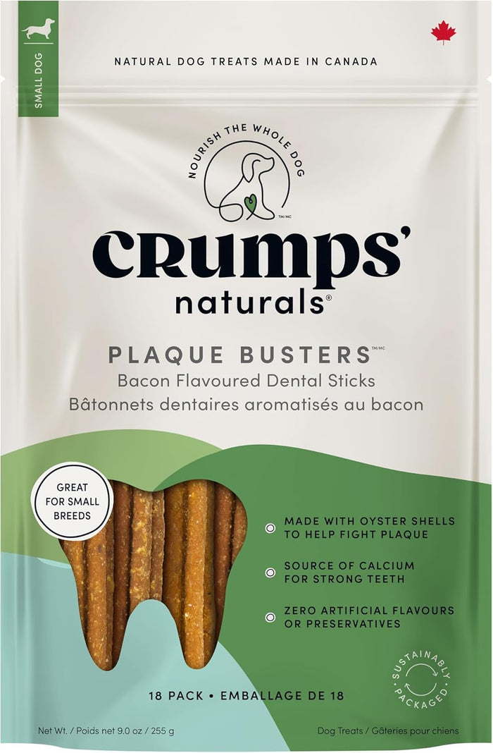 Crumps' Naturals Bacon Dental Dog Treats (10 count), 7"