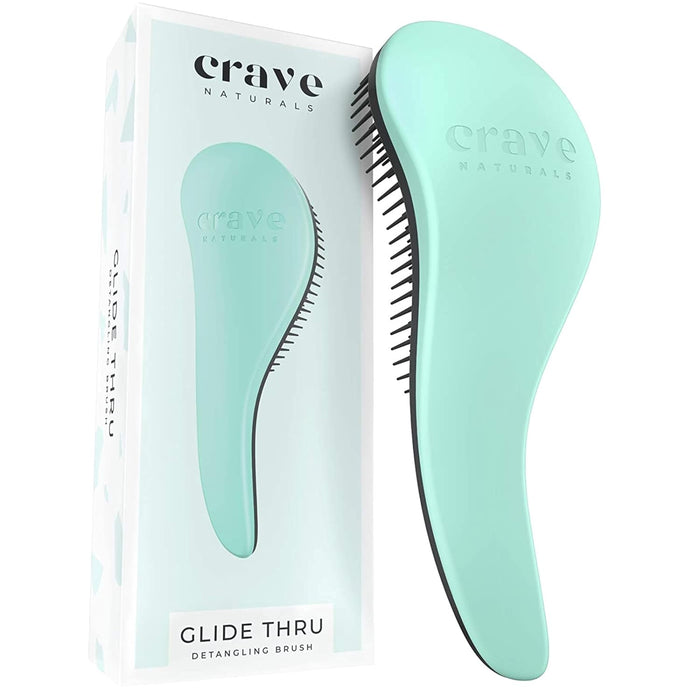 Crave Naturals Glide Thru Hair Brush - Detangler Brush for Curly, Straight, Wet or Dry Hair - Gentle Detangling Brushes for Adults, Kids, Toddlers - Hair Accessories for Women, 7.5x3 - Pink