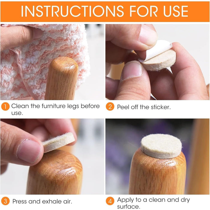 AAMATY Chair Leg Floor Protector Pads 80 + Pcs Set | Self-Adhesive Furniture Pads Round | 15mm, 25mm, 35mm | Beige Anti-Scratch Floor Protectors for Chairs, Tables, Sofa, Wooden Furniture & Floor Care