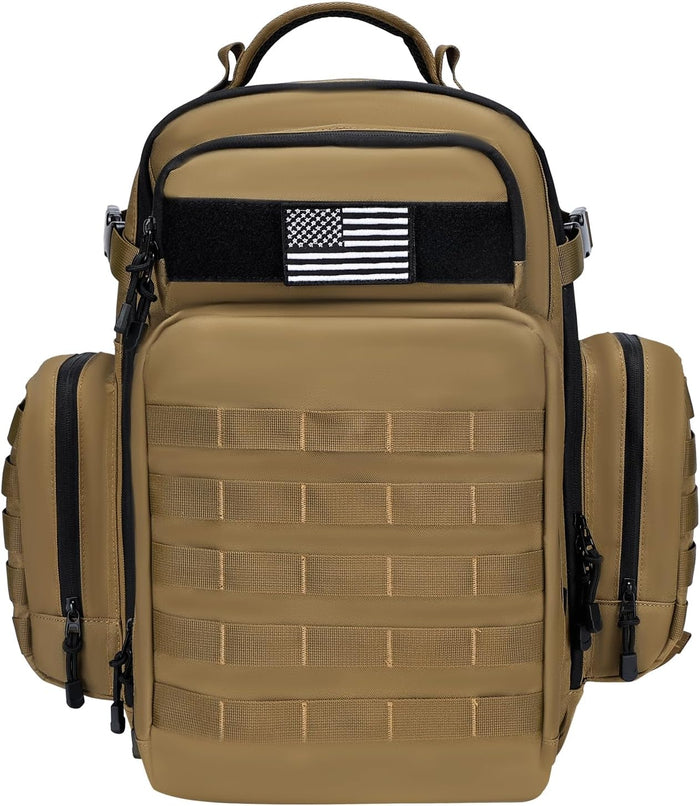 Military Tactical Backpack,Large Army Bag for Men and Women Molle Bag,Heavy Duty Rucksack Range (Green Brown)