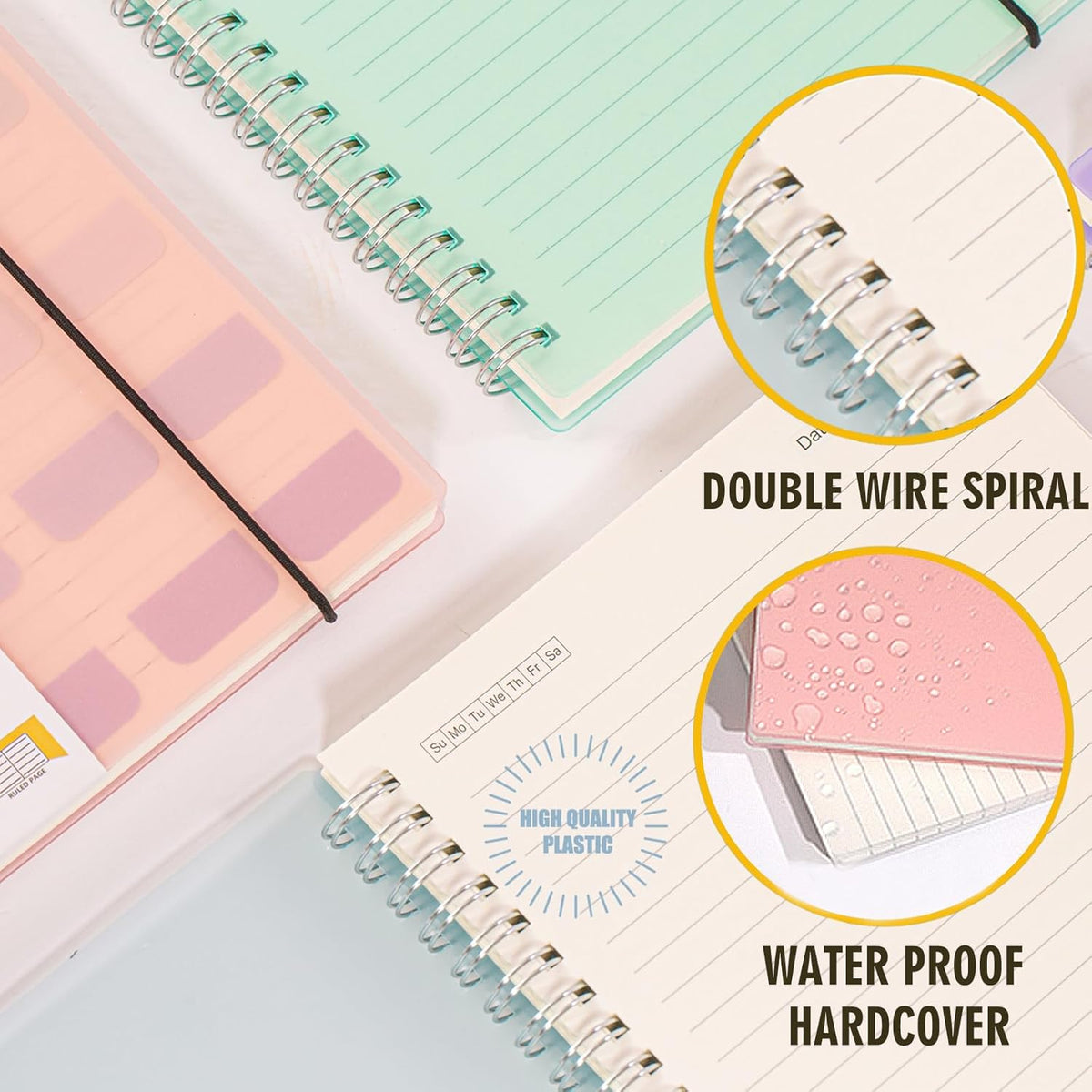 4 Pack Lined Spiral Notebook, 5.9 x 8.3 Inches Notebooks for Work, School and Journal with 110 GSM Thick Paper, Small Notebook with 80 Sheets/160 Pages, Notebooks College Ruled for Note Taking