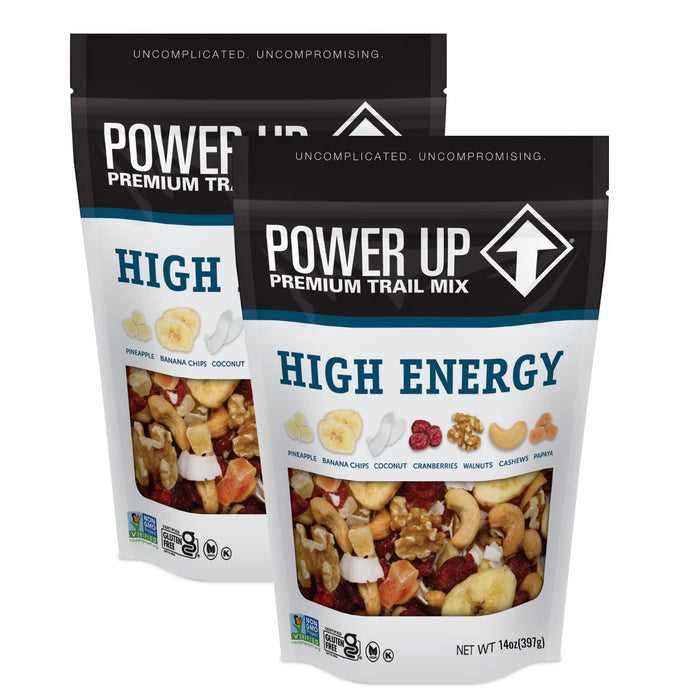 Power Up Premium Trail Mix - Protein Packed 14oz, No Added Sugar, Made Without Peanuts, Gluten Free, Vegan, Non-GMO