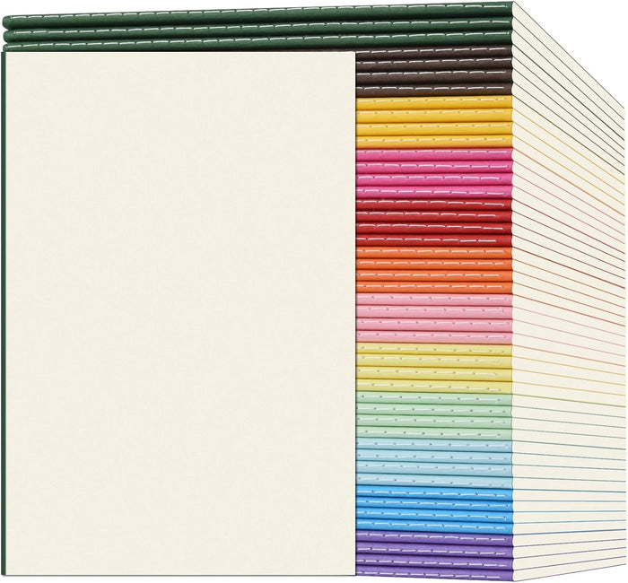ZCZN 24 Pack Colorful Blank Notebooks Bulk, A5 Journals with 12 Colors, 60 Pages/30 Sheets, 8.3x5.5 Inch, Plain Paper, Travel Writing Journal Notebooks for Work & School