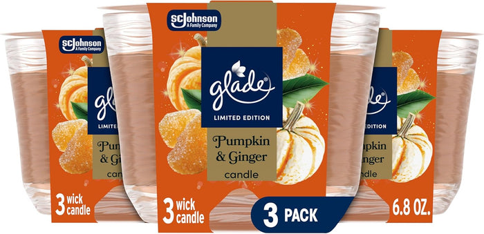 Glade 3-Wick Scented Candle Jar, Balsam & Spruce, Air Freshener Infused with Essential Oils, 6.8 Oz, 3 Count
