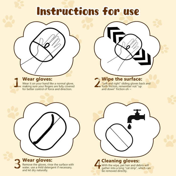 Pet Hair Removal Gloves,Electrostatic Gloves Pet Hair, Efficient Grooming Glove for Cats Dogs, Reusable Pet Hair Removal Tool for Couch, Furniture, Carpet, Curtain (3)