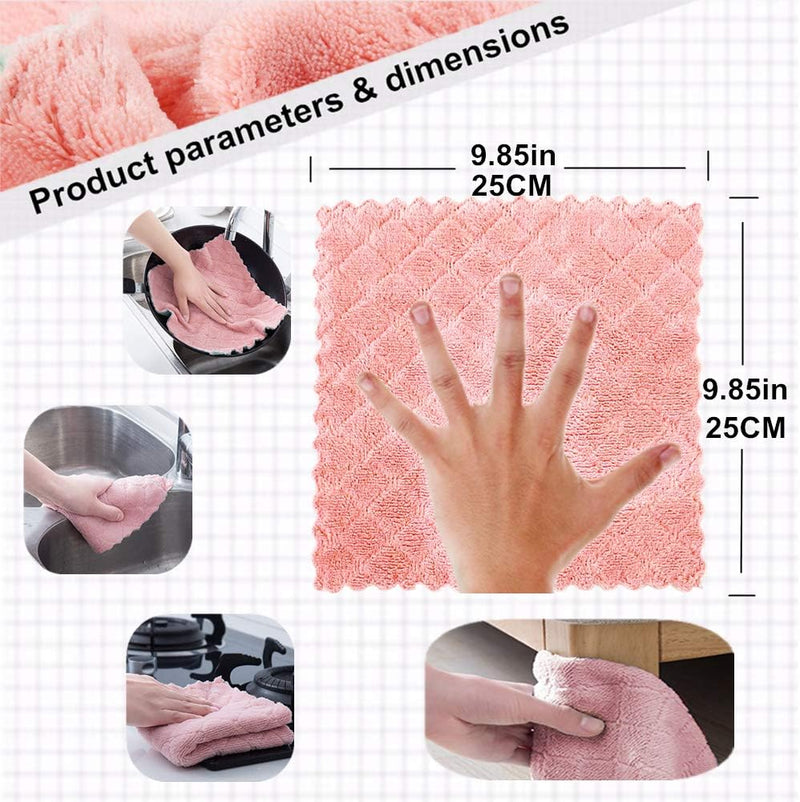 10-Pack Microfiber Cleaning Cloth Dish Towels, Double-Sided Dish Drying Towels，Reusable Household Cleaning Cloths for House Furniture Table Kitchen Dish Window Glasses