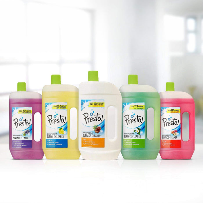 Amazon Brand - Presto! Phenyl Floor Cleaner | 5 Litre | Suitable For Hospitals, Homes, Offices | 10X Cleaning Power | Fights Germs