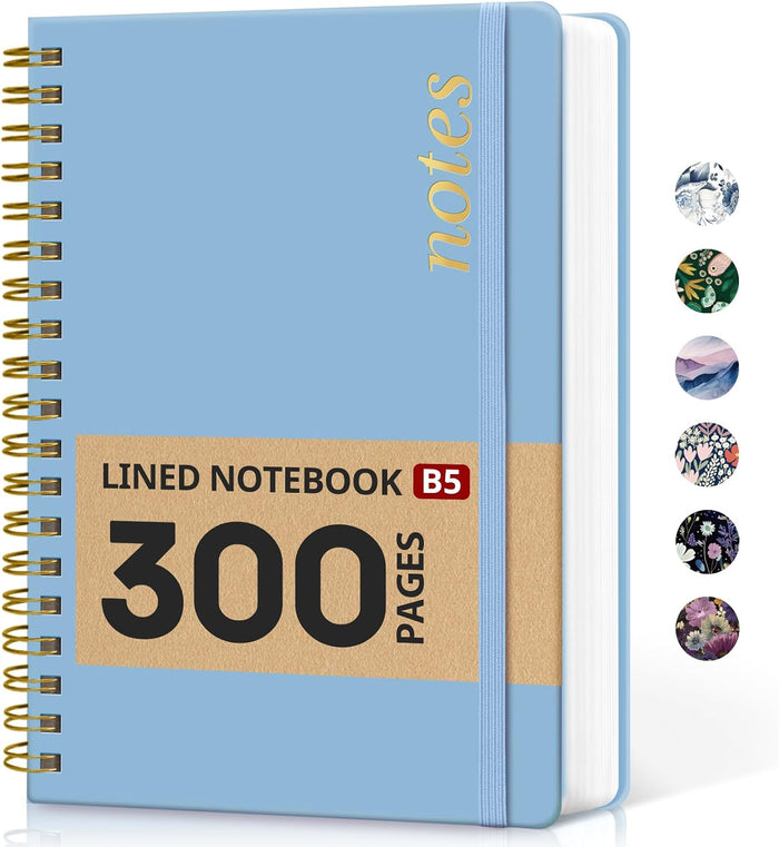 Lined Spiral Notebook Journal for Work, 300 Pages Thick B5 (7.1"x10") College Ruled Journal for Women & Writing, Hardcover Notebook for Note Taking, Perfect for Office Home School Supplies, Green