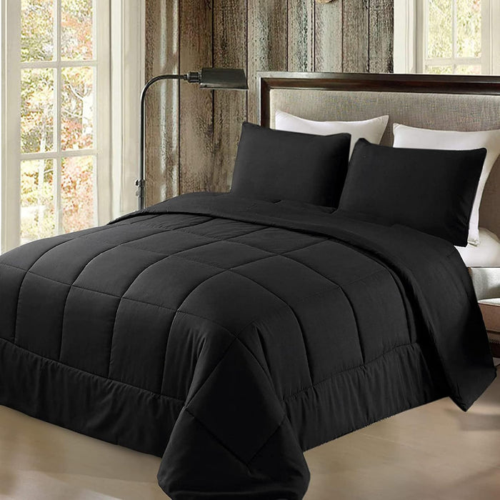 Exclusivo Mezcla Lightweight Reversible Queen Size Comforter Set, Down Alternative Comforter with 2 Pillow Sham, Queen Size Bedding Set for All Seasons, Deep Purple/Lilac