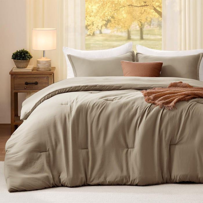 Oversized Queen Comforter Sets Taupebrown,3PCS Soft Lightweight Breathable Bedding Comforter Sets for All Season, Queen XL(98''×98'' Comforter & 2 Pillowcases)