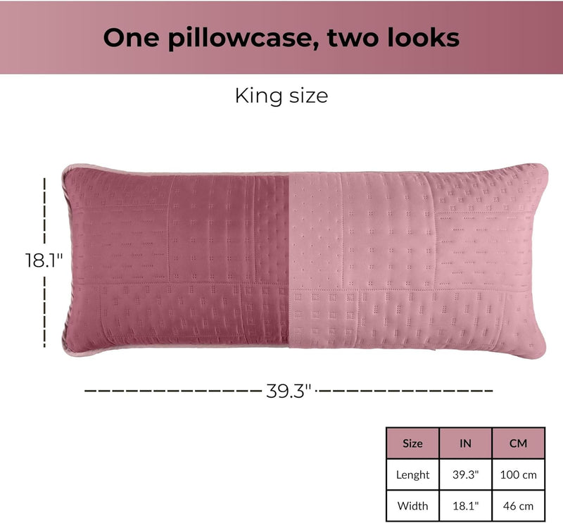 Vianney King Comforter Set – Novo Blush Reversible Quilt 110x93 Inches with 2 King Pillow Shams, Soft Lightweight All-Season Bedding in Blush and Pale Pink