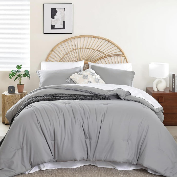 weigelia Queen Comforter Set 7 Pieces Oatmeal Comforters Queen Size Soft Fluffy Bedding Comforter Set with Fitted Sheets, Flat Sheets, Pillow Shams, and Pillowcases