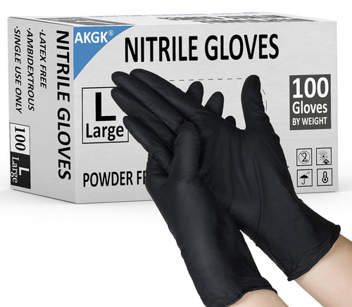 akgk Nitrile Gloves, 100 Pcs Disposable Black Nitrile Gloves Small, Cleaning Gloves for Cooking, Household & More, Powder-Free, Latex-Free