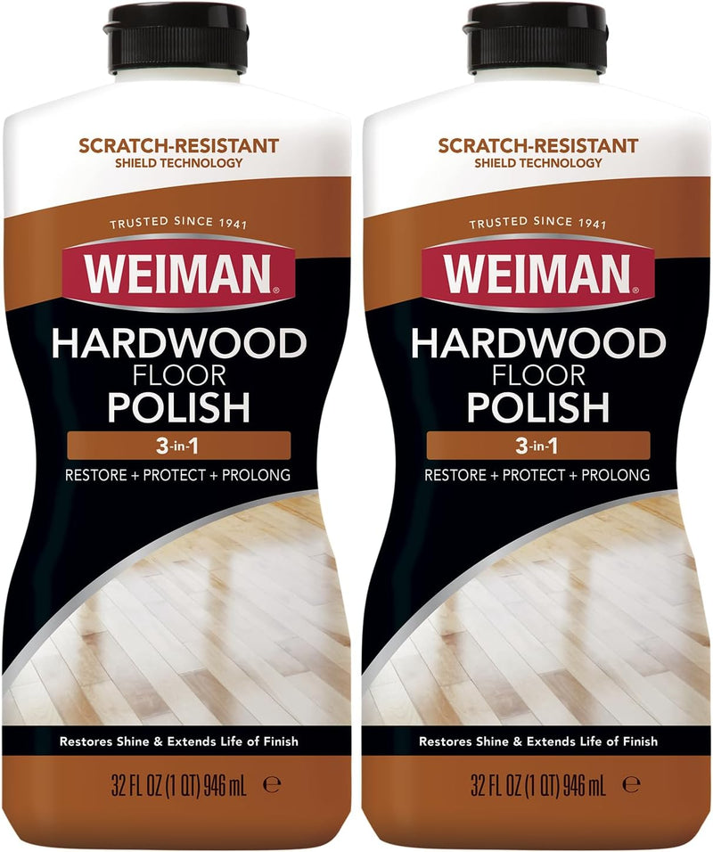 Weiman Wood Floor Polish and Restorer - 32 Ounce - High-Traffic Hardwood Floor, Natural Shine, Removes Scratches, Leaves Protective Layer, Packaging May Vary