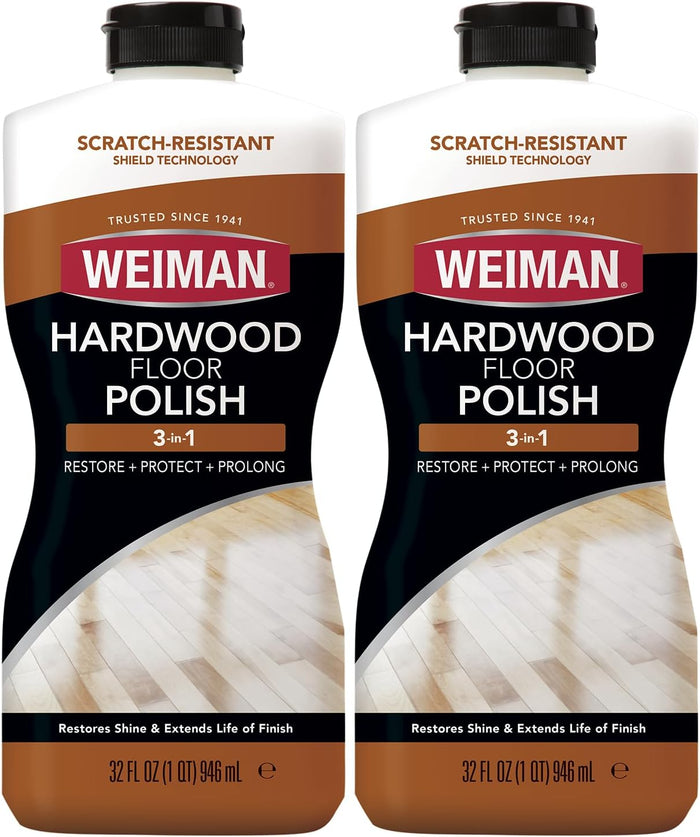 Weiman Wood Floor Polish and Restorer - 32 Ounce - High-Traffic Hardwood Floor, Natural Shine, Removes Scratches, Leaves Protective Layer, Packaging May Vary