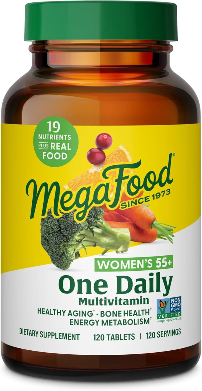 MegaFood Women's 55+ One Daily Multivitamin for Women - with Vitamin A, C, D3 & E for Optimal Aging Support - Plus Real Food - Bone & Immune Support Supplement - Vegetarian - 60 Tabs