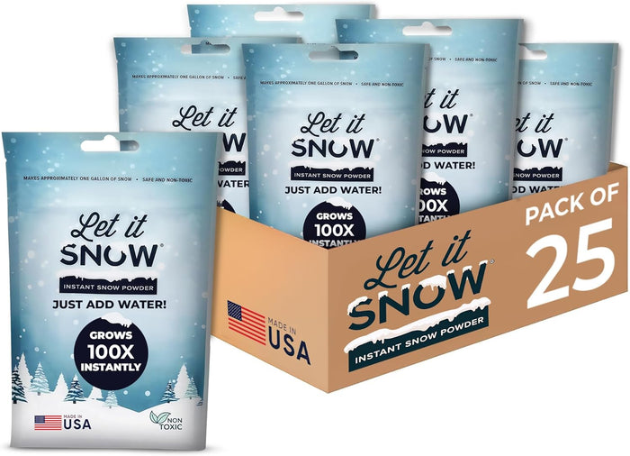 Let it Snow Instant Fake Snow Powder – Made in USA, Perfect for Kids, Holiday Decorations, Sensory Play, and Slime - 1 Pack - Makes 1 Gallon