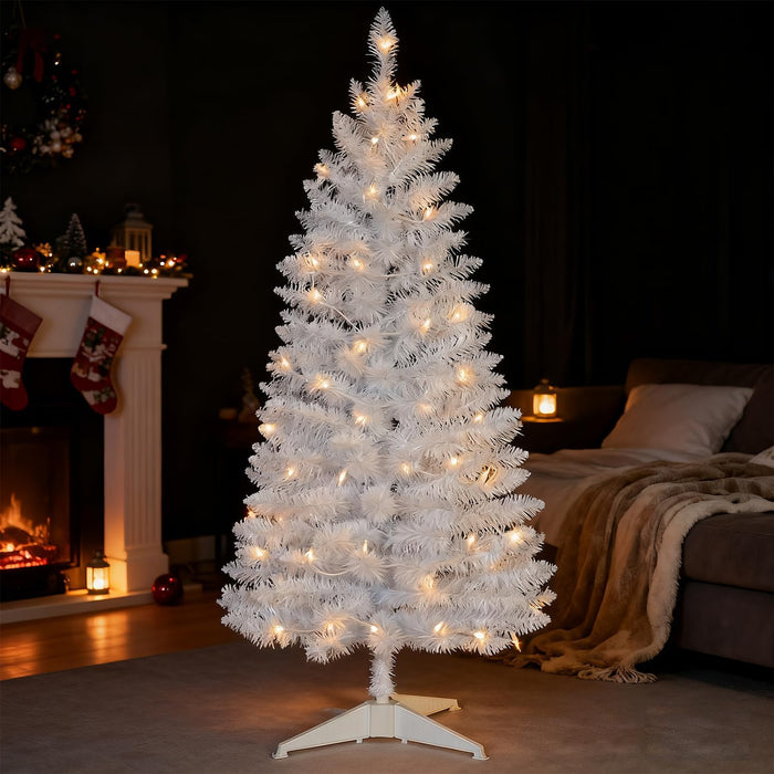 4ft Lighted Artificial Blue Christmas Tree, Not Pre-lit Blue Tinsel Pine Trees with Lights, Ideal for Ideal for Home, Office, and Xmas Party Décor - Includes Stand