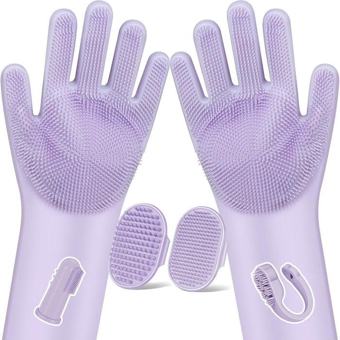 6PCS Pet Grooming Kit for Dogs,Cats and Horses | Dog Washing Gloves | Dog Bath Brush | Dog Bath Gloves | Dog Shampoo Brush | Pet Grooming Gloves | Dog Bath Supplies (Navy Blue)