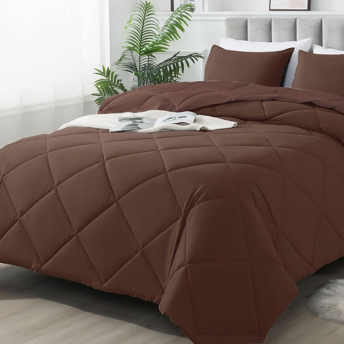 Down Alternative Bedding Comforter Sets Queen Size - All-Season Soft Reversible Microfiber Bedding Comforter Sets - Lightweight & Machine Washable (Dark Blue, Queen)