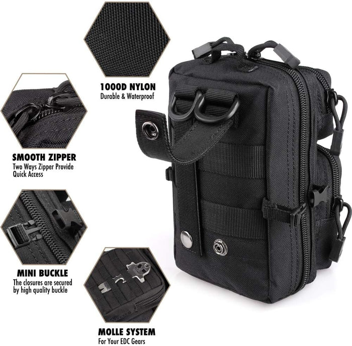 LIVANS Tactical Molle Utility Pouch, EDC Tool Pouch Tactical Phone Pouches Mini Waist Pouches Medical EDC IFAK Pack Mini Design of 3-Day Backpack