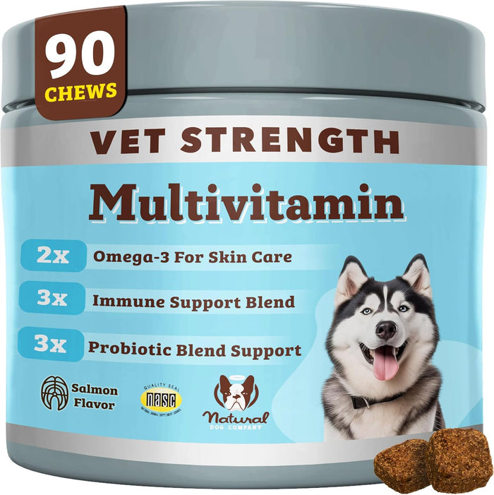 Natural Dog Company 25-in-1 Multivitamin Chews for Dogs – Daily Soft Dog Vitamins with Antioxidants, Zinc & Folic Acid – Supports Joints, Skin & Coat, Immune & Heart Health – All Ages, All Breeds