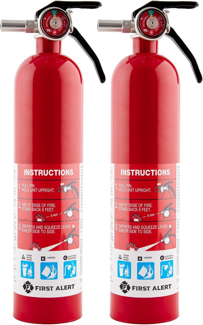 First Alert Fire Extinguisher for Home, Standard Rechargeable Compliance Unit, UL RATED 1-A:10-B:C, HOME1, Red, 1-Pack