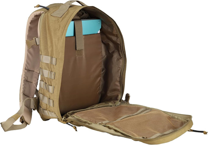 MGFLASHFORCE Molle Military Tactical Backpack for Men, 30L Daypack Army Rucksack Pack, Bug Out Bag, 15.6" Laptop Compartment (Coyote Brown)