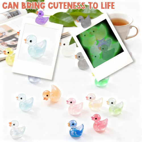 20Pcs Luminous Mini Resin Duck Fridge Magnets, Cute Fridge Magnets Strong Colorful Refrigerator Household Items Small Decor Supplies Funny Locker Decorations Supplies