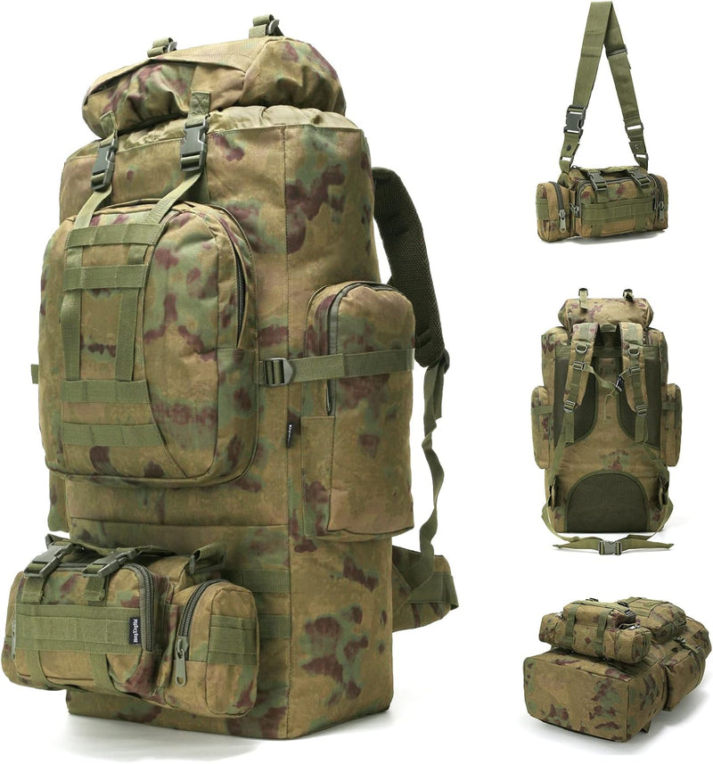 50L Military Tactical Backpack 3 Day Assault Pack Molle Daypack Hiking Backpack for Men and Women (Black white Tie-Dye)