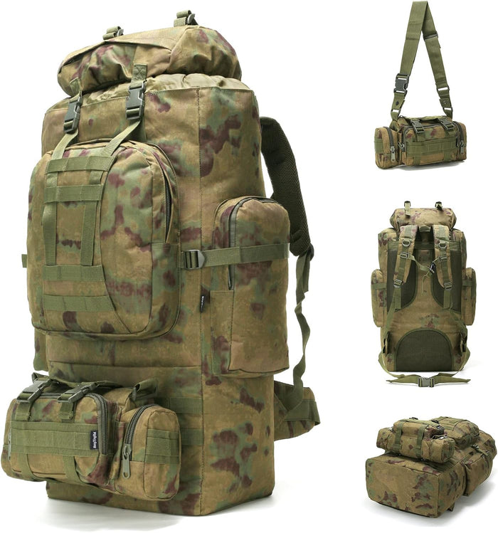 100L Camping Hiking Backpack,Molle military Tactical rucksack backpack,Waterproof Lightweight Hiking Backpack (Woodland Camo-C)