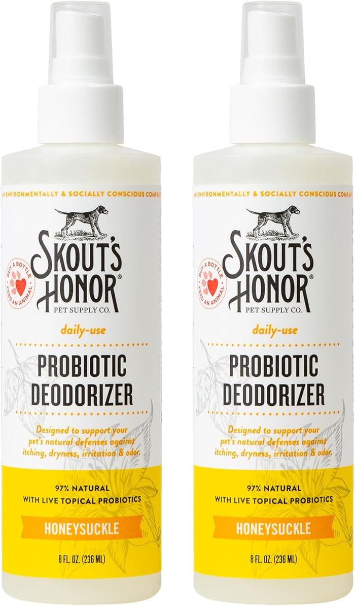 SKOUT'S HONOR Probiotic Pet Deodorizer Spray- Hydrating Daily-Use with Avocado Oil & Omega-3s, Microbiome Friendly Certiified, Paraben & Sulfate-Free, 97% Natural, 8oz, Sunkissed Coconut
