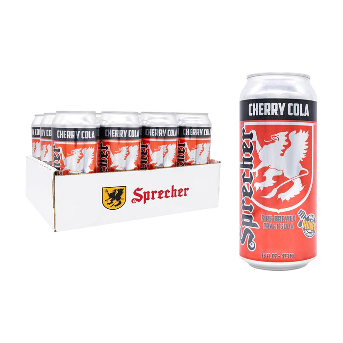 Sprecher Black Cherry Soda – Fire-Brewed with Real Honey & Door County Cherry Juice – Handcrafted, Caffeine-Free, Gourmet Beverage – 16 fl oz Cans (12 Pack)