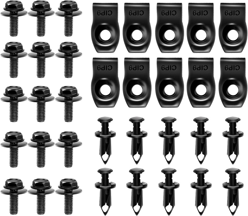 GOOACC 170Pcs Car U-Clip and Screw Assortment Kit 9 Different Sizes Automotive U Nut and Screw Clip Replacement Parts for Dash Door Panel Interior