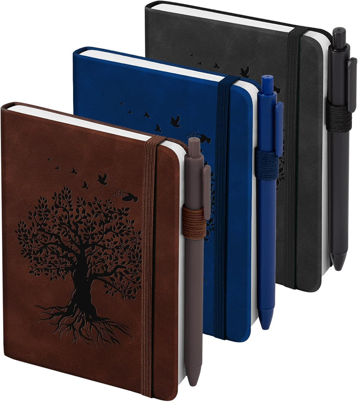 3 Pack Pocket Journaling Notebooks, A6 Small Notebook For Note Taking Journaling Notebooks Journals For Writing Mini Note Pads With Pen Holder 120 Pages 100 GSM Thick Paper-3 Aegean Blue