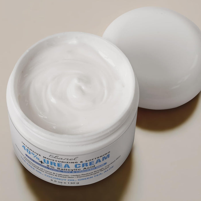 Ebanel Urea Cream 40% plus Salicylic Acid 2%, Foot Cream for Dry Cracked Heels Feet Knees Elbows Hands, Foot Dead Skin Cuticle Callus Remover Toenail Softener, Keratolytic Skin Barrier Repair