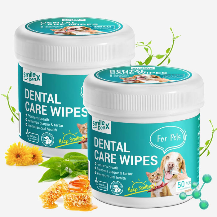 Teeth Cleaning Wipes for Dogs & Cats, Dog Finger Toothbrush Wipes, Dog Dental Care Finger Wipes, Dog Tooth Brushing Kit, Remove Plaque & Tartar Buildup, Fresh Breath (50 PCS, Unscented)