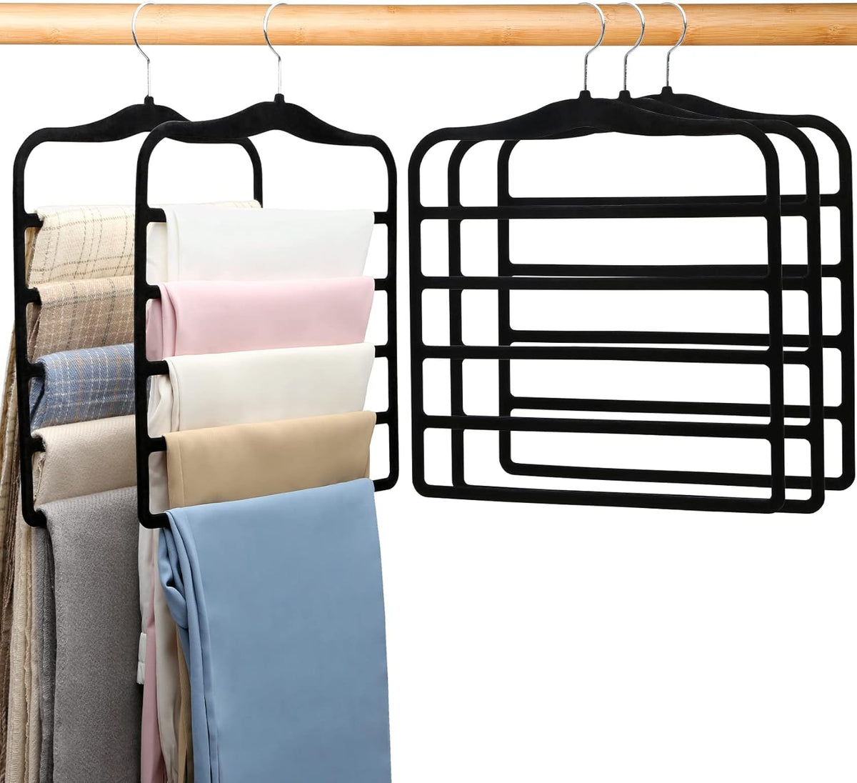 Closet Organizers and Storage,3 Pack Organization and Storage Pants-Hangers-Space-Saving,Velvet Hanger for Dorm Room for College Students Girls Boys Guys Hanging Jean Scarf
