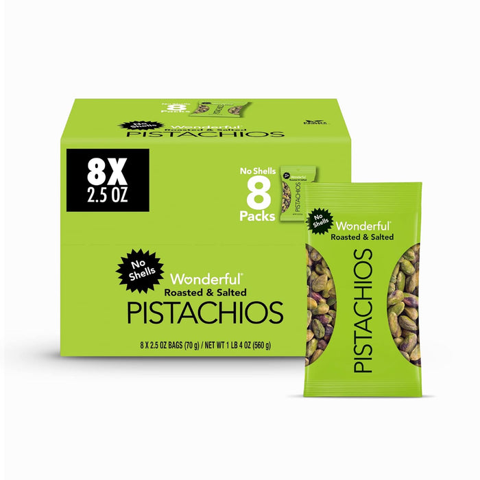 Wonderful Pistachios No Shells, 3 Flavors Mixed Variety Pack of 9 (0.75 Ounce), Roasted & Salted Nuts (4), Chili (3), Honey (2), Protein Snacks, Gluten Free, Healthy Snacks Variety Pack for Adults, Stocking Stuffers