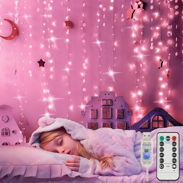 suddus Curtain Lights for Bedroom, 200 Led Hanging String Light Outdoor, Fairy Curtain Lights Indoor for Christmas, Dorm, Wall, Backdrop, Window, Wedding, Party, Birthday Decor, Warm White